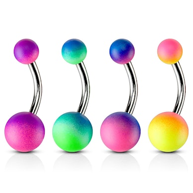 Navelpiercing met gummi coating balletjes