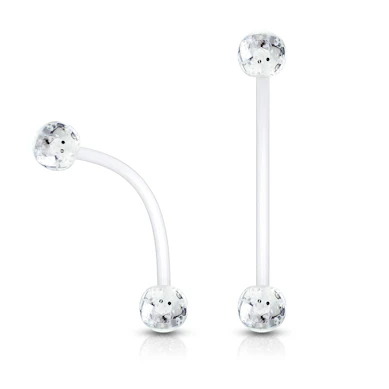 Navelpiercing voor zwangeren met glitterballetjes
