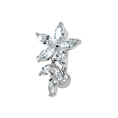 Omgekeerde navelpiercing met bloem van steen