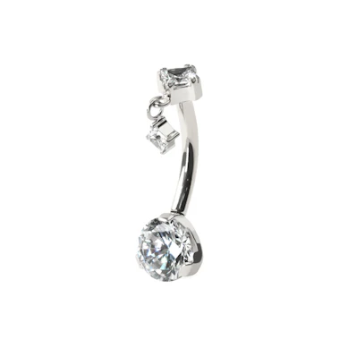 Titanium navel ring met vierkant bedeltje