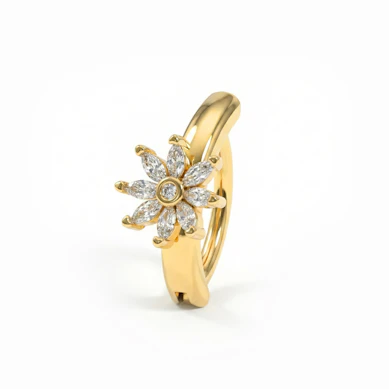 Navel clicker met glitterende bloem