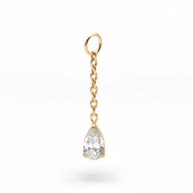 Bedeltje met druppelvormige steen