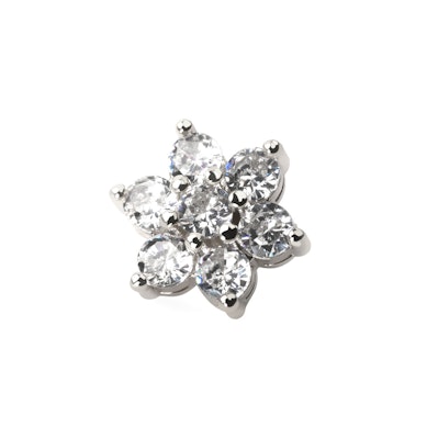 Dermal anchor bloem met centrale steen in vele kleuren