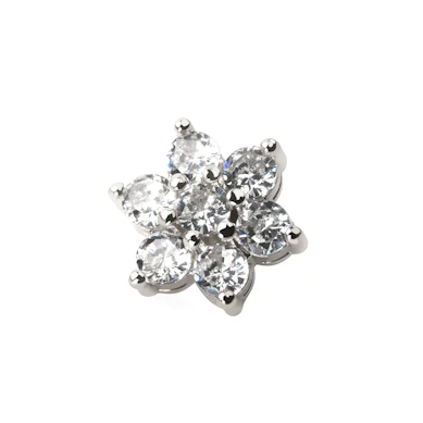 Dermal anchor bloem met centrale steen in vele kleuren