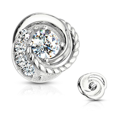 dermal uit 14 karaats goud met gevlochten patroon en steentjes