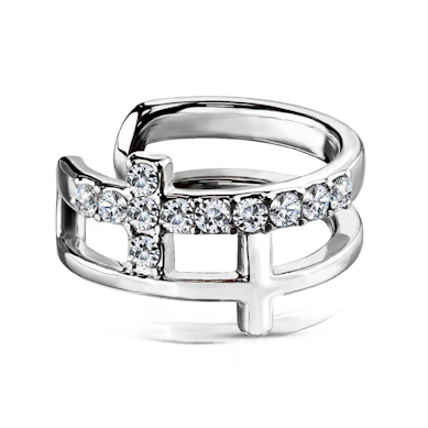 Earcuff met dubbel kruis