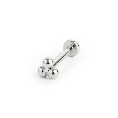 Push-in labret van titanium met driehoekig balletjes design