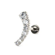 Titanium push-in labret met gebogen top en steentjes