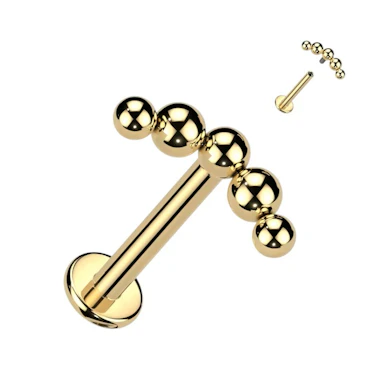 Titanium labret met decoratieve kralen