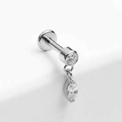 Titanium labret met elegant markies bedeltje