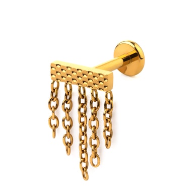 Rechthoekige labret met kettinkjes