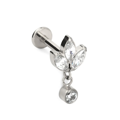 Titanium labret met lotusbloem en hangertje