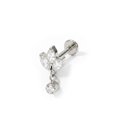 Titanium labret met lotusbloem en hangertje