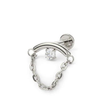 Verborgen helix labret met steen en ketting
