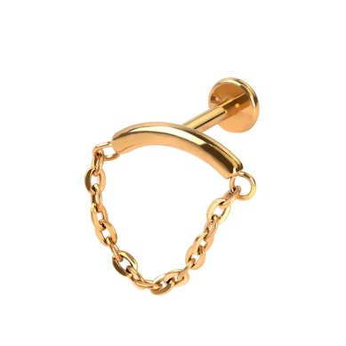Titanium gebogen labret met ketting