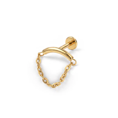 Titanium gebogen labret met ketting