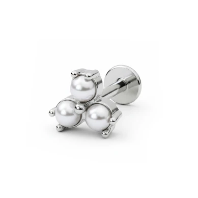 Elegante labret met trio synthetische parels