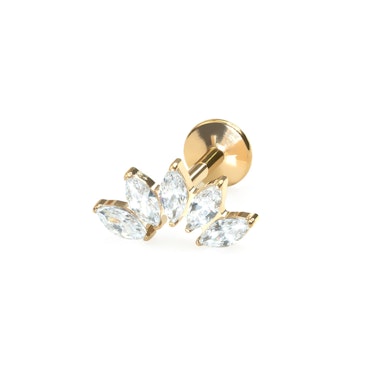 Gebogen titanium labret met 5 steentjes