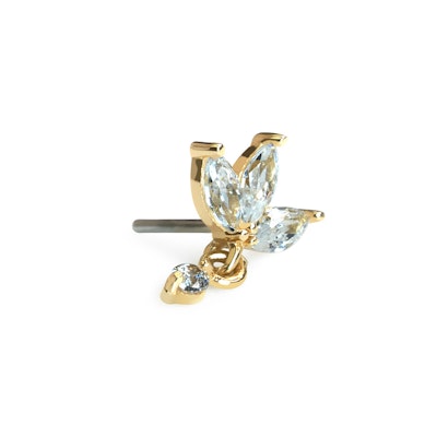 14k gouden lotusbloemen push-in bovenkant met bedeltje