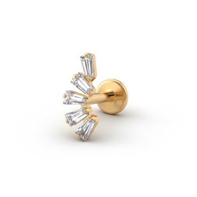 Titanium labret met baguette geslepen stenen