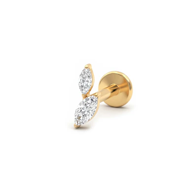 Titanium labret met twee marquise snit stenen