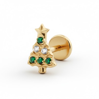 Titanium labret met kerstboom