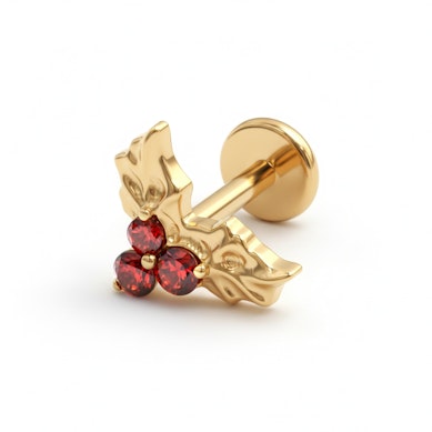 Titanium labret met hulstblaadje