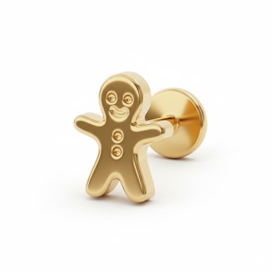  Titanium labret met peperkoekmannetje