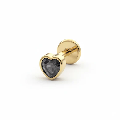 Titanium labret met hartvormige steen