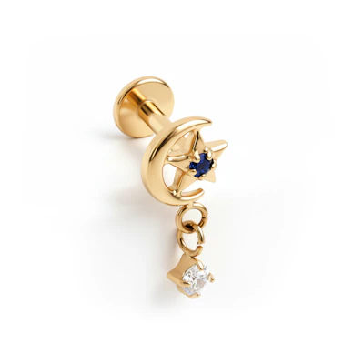 Titanium maan- en sterlabret met bedeltje