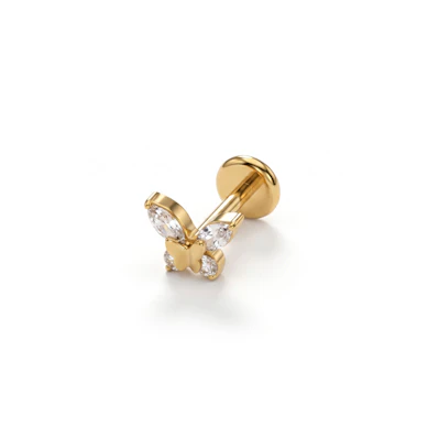 Titanium labret met dubbele vlinder