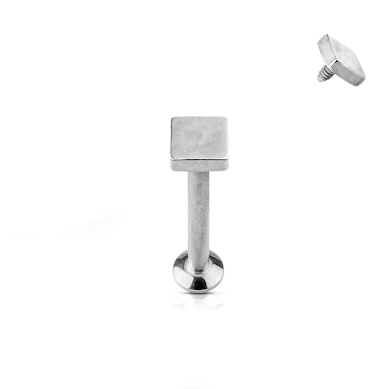 Labret met vierhoekige top en inwendig schroefdraad