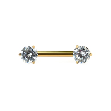 Titanium tepel barbell met steentjes