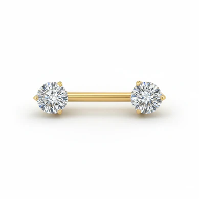 Titanium tepel barbell met steentjes