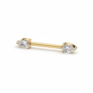 Titanium tepelbarbell met druppelsteentjes