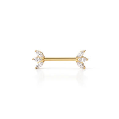 Titanium tepelbarbell met marquise-geslepen steentjes