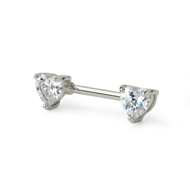 Tepelpiercing met hartvormige steentjes