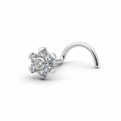 Titanium neusstud met bloem