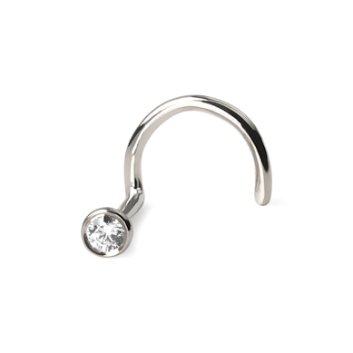 Næseskrue af 14 karat guld med indfattet sten