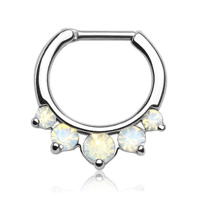 Septumpiercing met grote opalietstenen