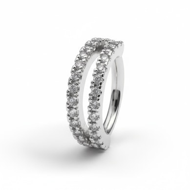 Ring met dubbele rij heldere stenen