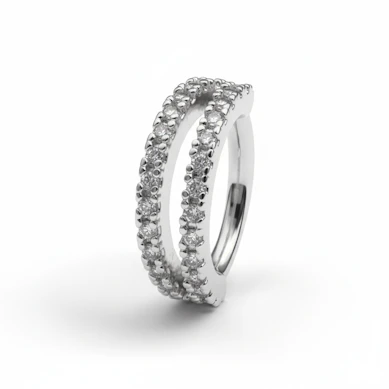 Ring met dubbele rij heldere stenen