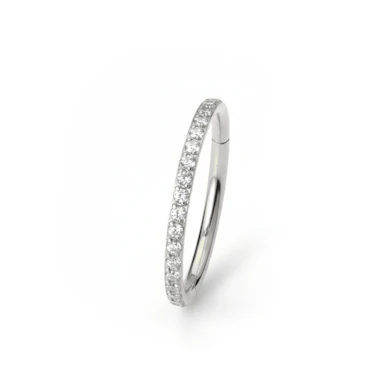Ring met scharnier uit chirurgisch staal met steentjes