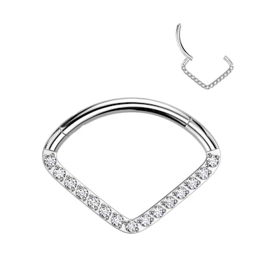 Chevron ring van titanium met sierlijke steentjes