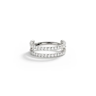 Dubbele titanium ring met stenen