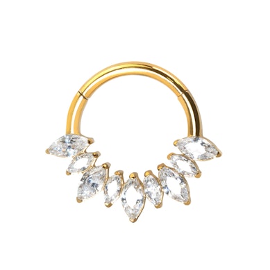 Titanium ring met scharnier en marquise snit stenen