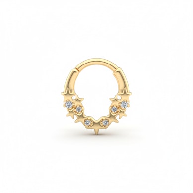 Naar voren gerichte ring met sterren en steentjes