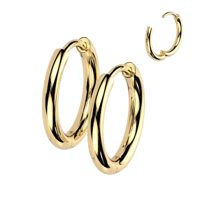 Tweetal titanium huggie ringen