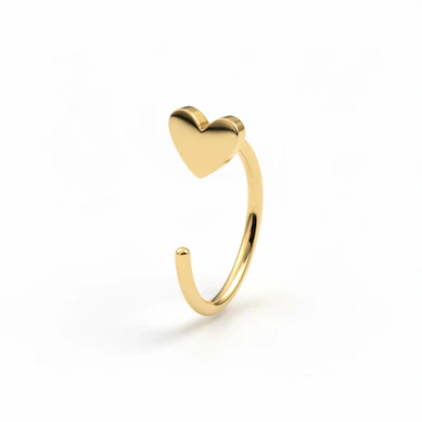 Hartvormige open ring uit titanium