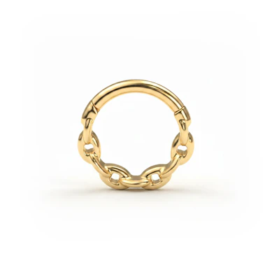 Titanium ring met kettingdetail